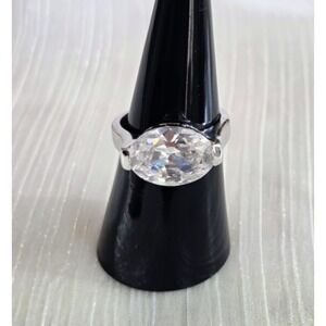 Oval Cut Moissanite Solitaire Bezel Set Ring Sterling 925‎ Hallmark HM Stamped